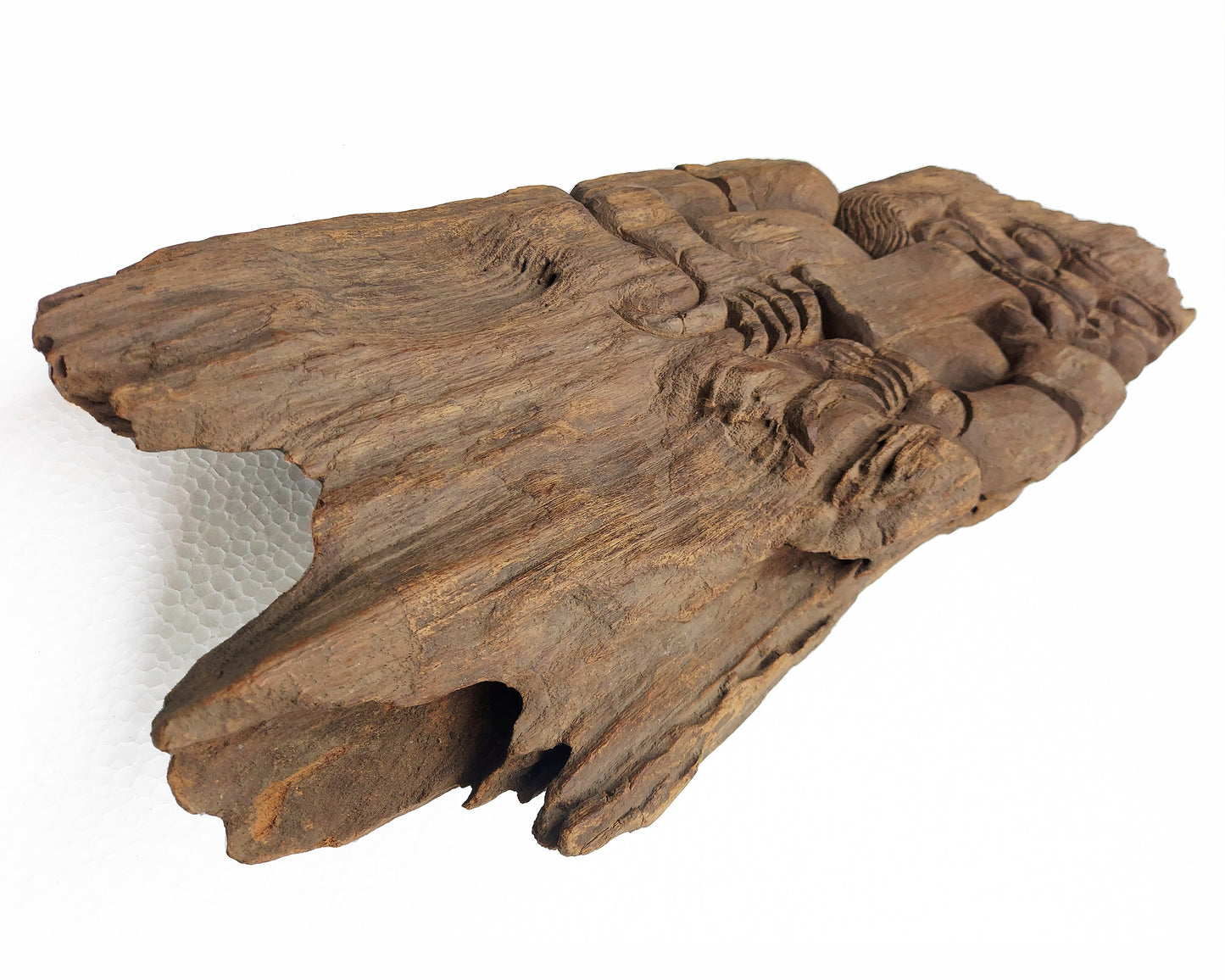 Vintage Hand-Carved Wooden Dwarapala Wall Decor – Guardian from Java & Bali Mythology – Rustic Large Wood Art – Interior Wall Hanging – Unique Statement Piece for Home or Gallery