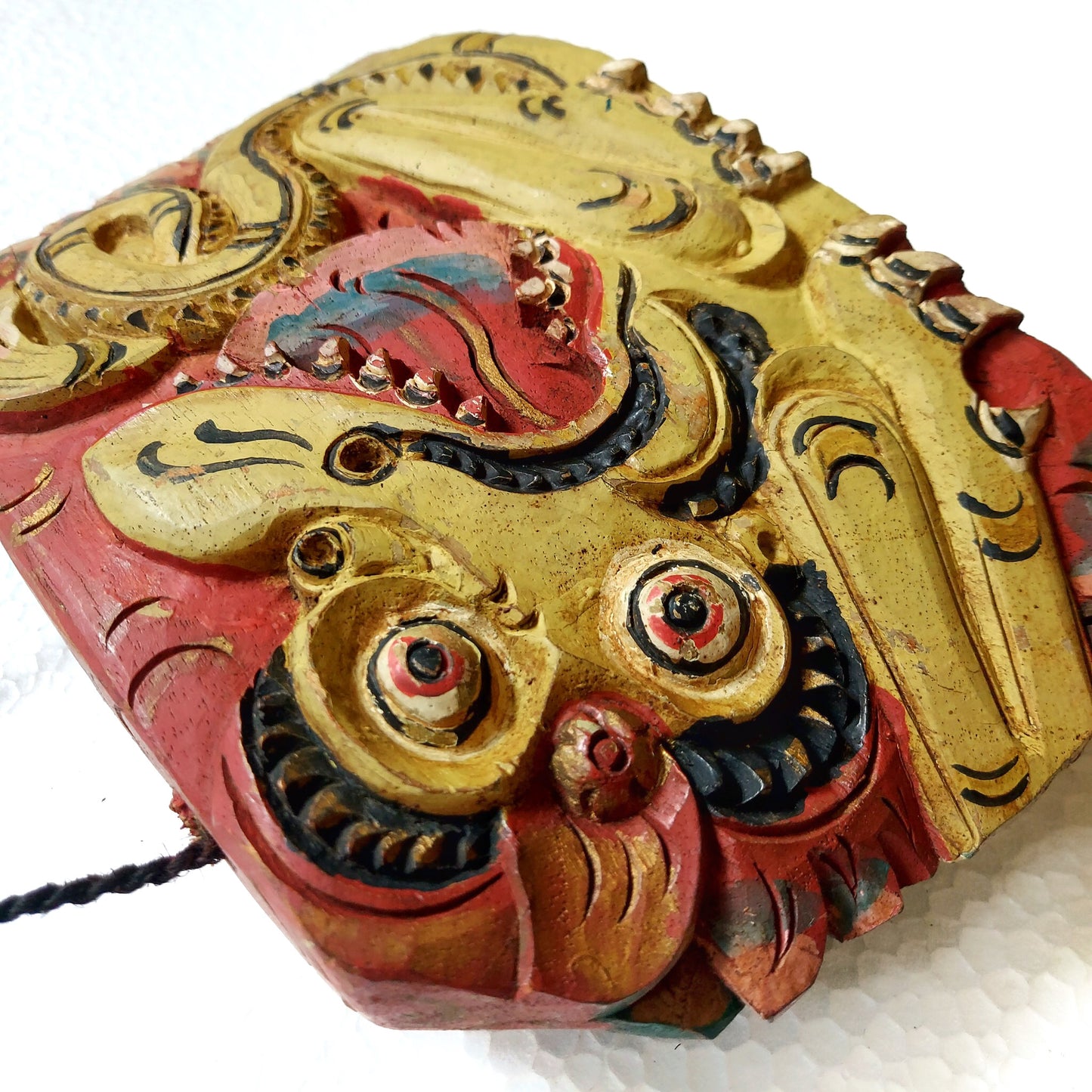 Bali Dragon Rustic Wooden Bell Traditional Folk Art Balinese Wood Carving Cattle Bell Primitive Statement Piece Home Decor Collectible Asian Vintage Item - BF1011