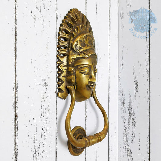 Brass Door Knocker Balinese Woman Head – Door Fitting – Brass Hardware – Front Door Decor – Door Furniture
