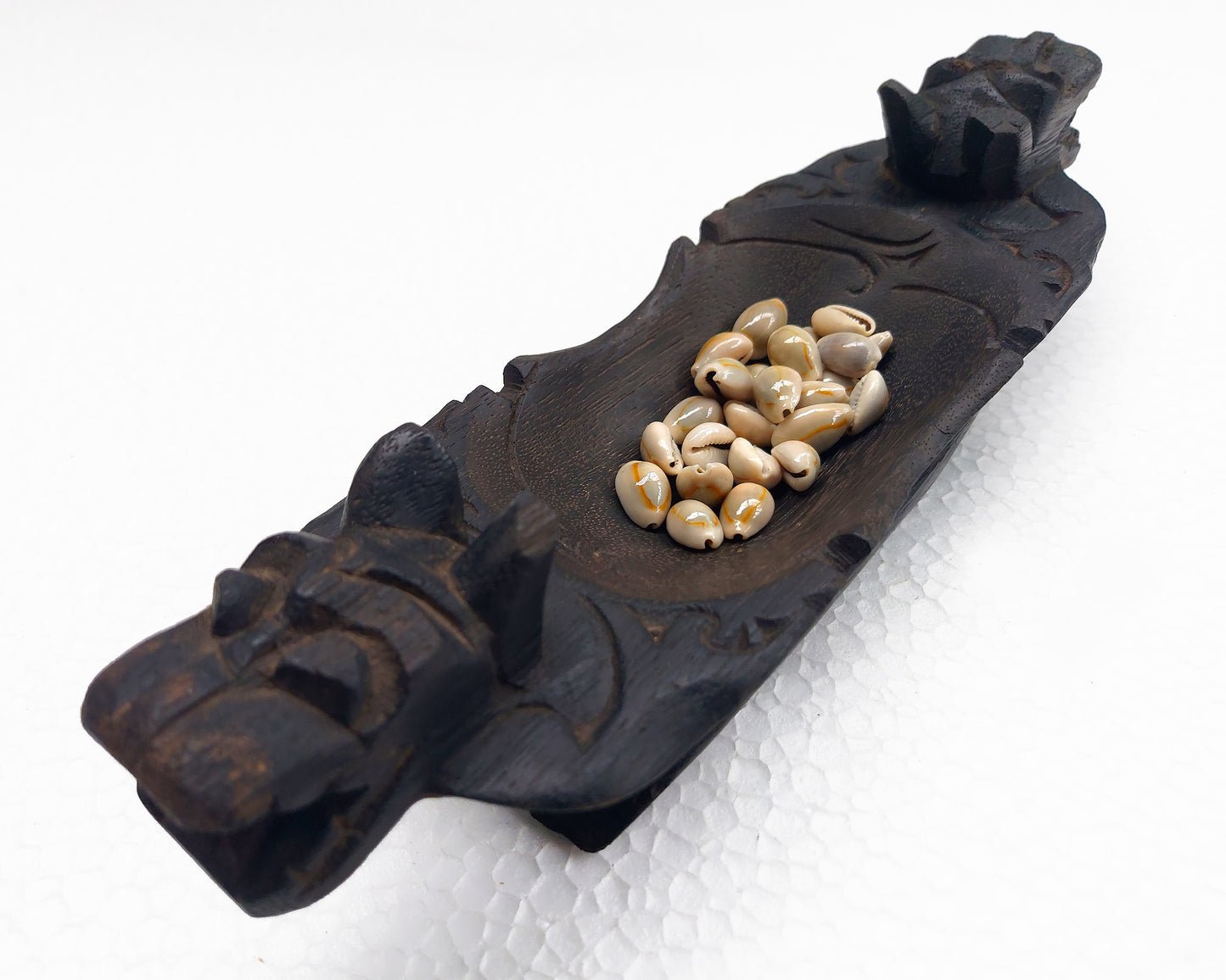 Traditional Wooden Mancala Board Game Dayak Tribe Borneo Aso Dragon Guardian Sculpture Kayan Wood Carving Asian Folk Art Vintage Home Decor