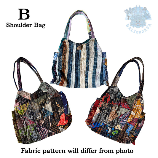 Three shoulder bags with different patterns on a white background, featuring the brand 'BalienJava'.