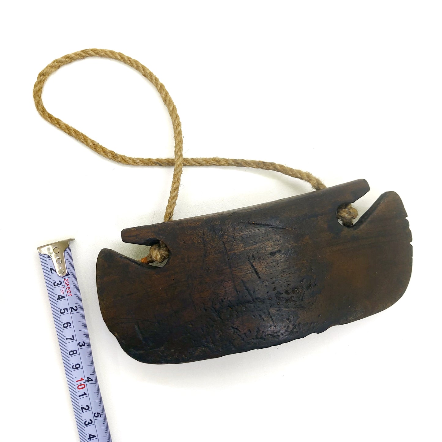 Vintage Javanese Wooden Cow Bell Cattle Bell Asian Primitive Folk Art Farmhouse Rustic Home Decor Unique Wall Decor - BC1014