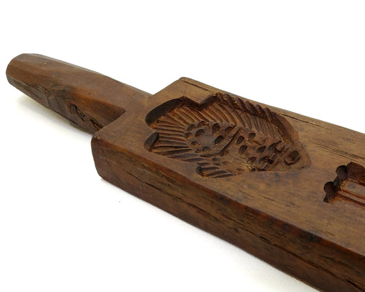 Vintage Oriental Wooden Biscuit Mold Set of 2 Cookie Molds Primitive Hand Carved Wooden Mold Kitchen Utensils Farmhouse Chic Rustic Home Decor