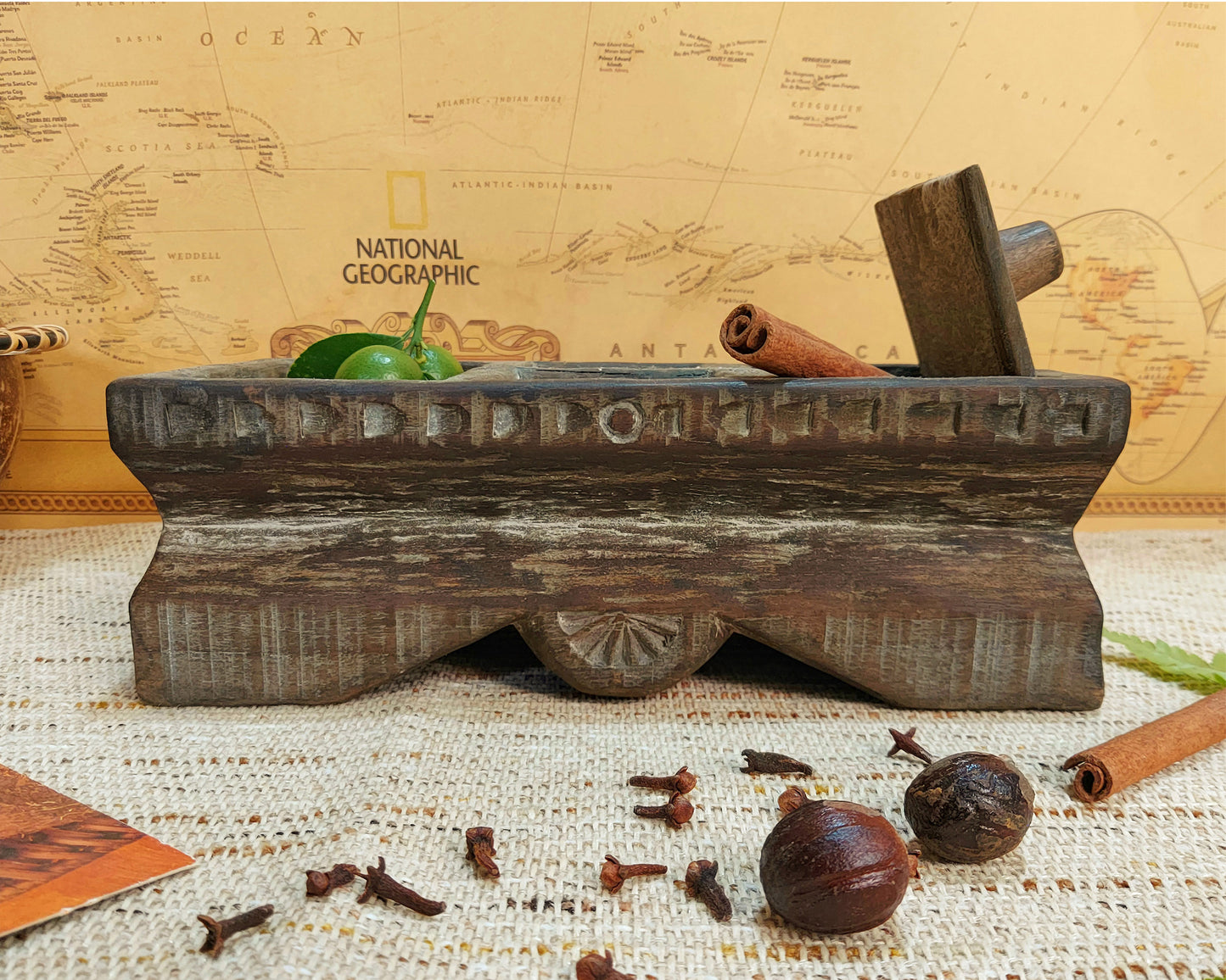 Vintage Wooden Betel Nut Box / Herbal Spice Box from Java – Rustic Home Decor Piece – Entryway Table Decor – KN001