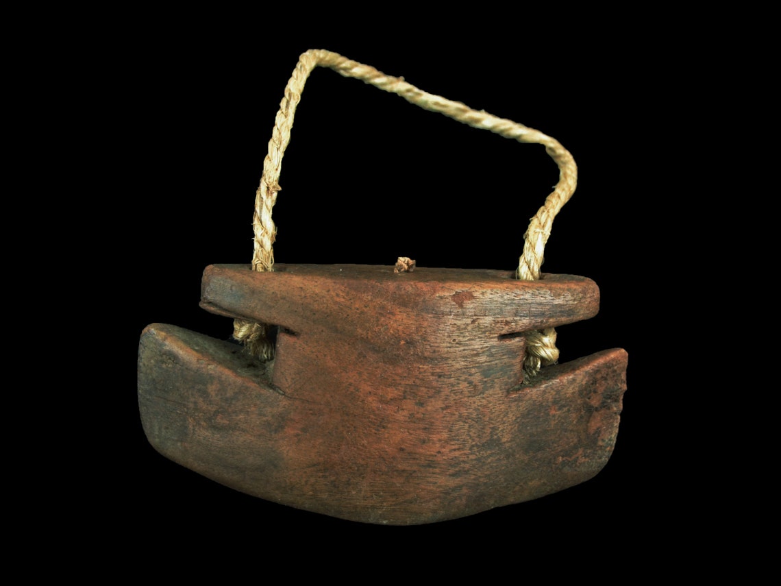 Vintage Wooden Cow Bell Cowbell Asian Cattle Bell Primitive Decor Rustic Home Decor Farmhouse Wall Decor - BC1013