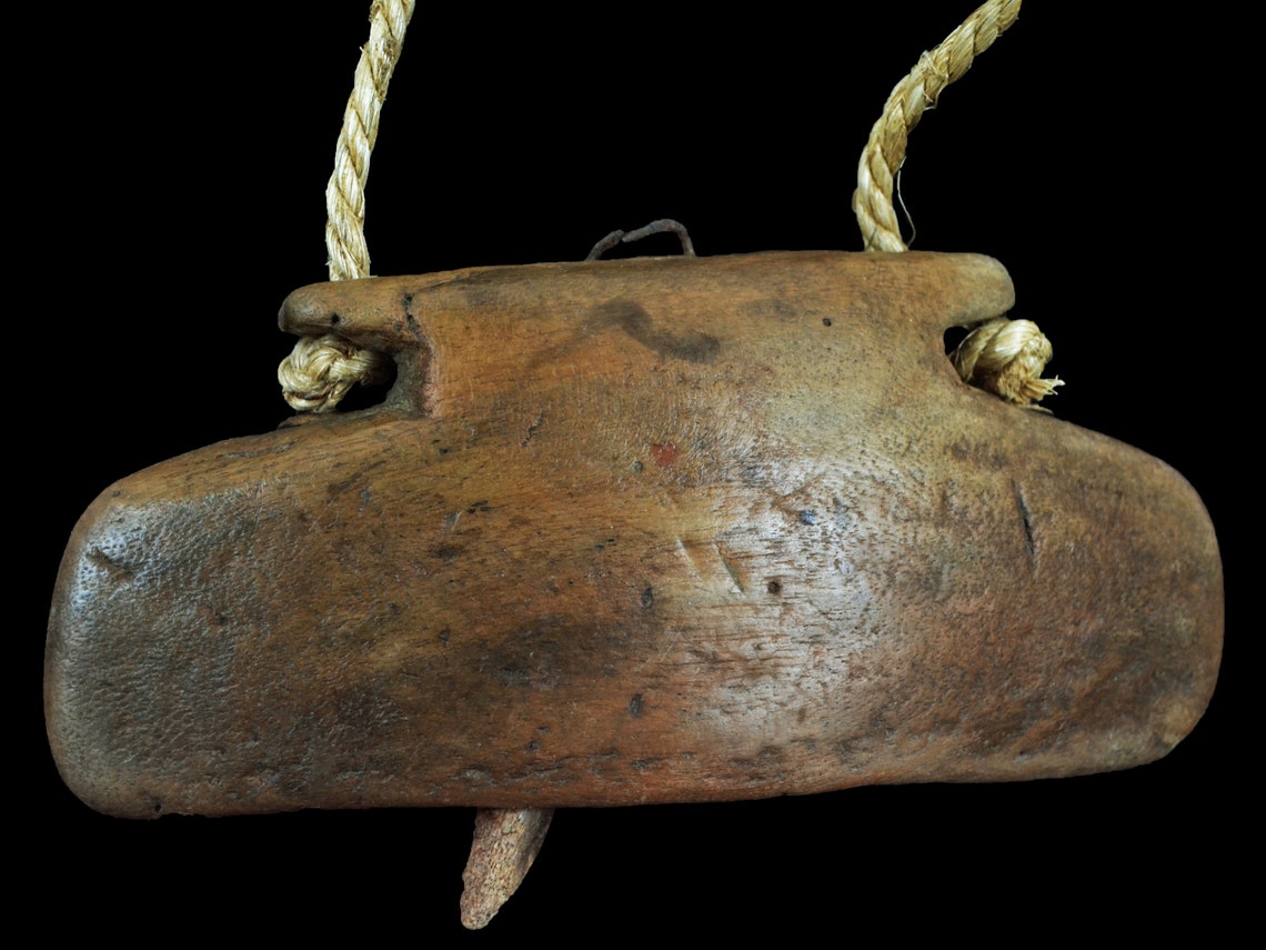 Vintage Wooden Cow Bell Cowbell Asian Cattle Bell Primitive Decor Rustic Home Decor Farmhouse Wall Decor - BC1011