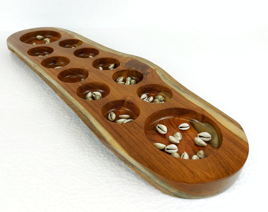 Closer look of the wood grains detail on the mancala board game