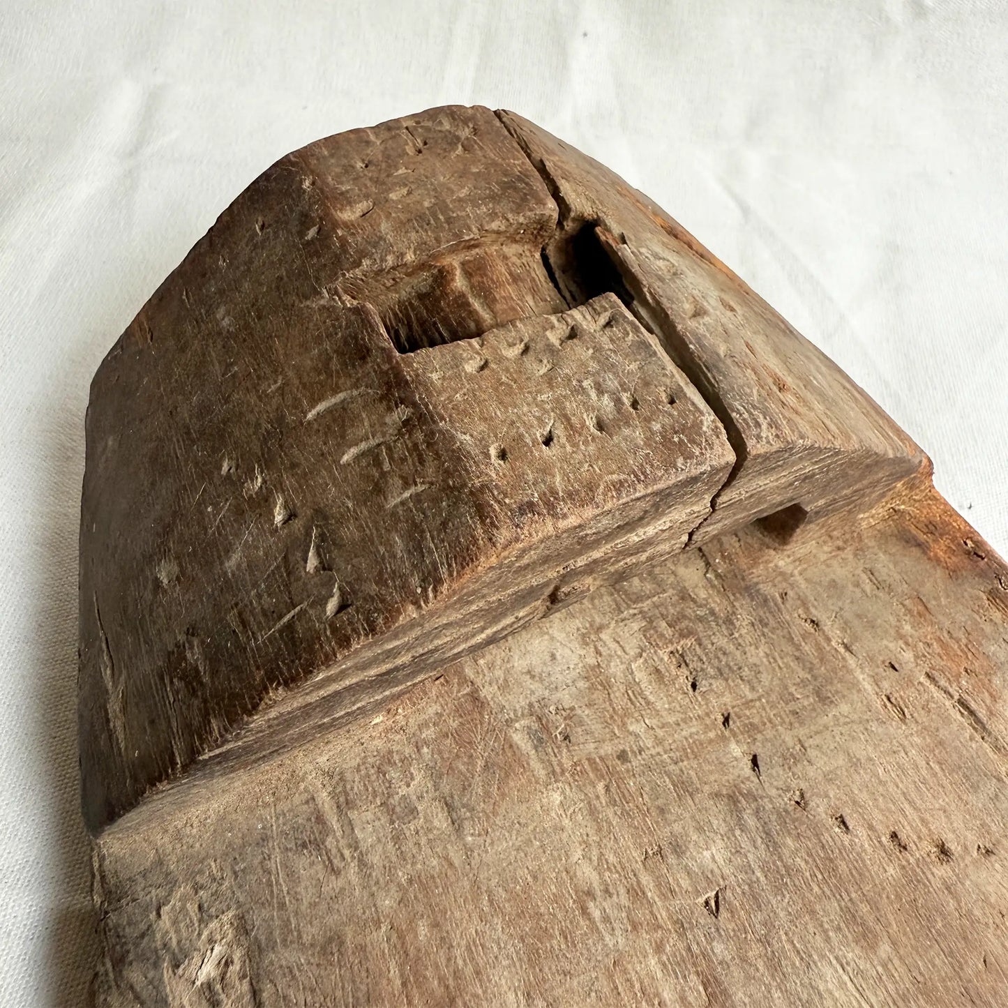 Vintage Wooden Dagger Holder for Coconut Harvester (Set of 2) with Javanese Calendar Carving | DG1502