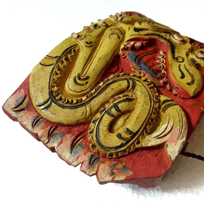 Bali Dragon Rustic Wooden Bell Traditional Folk Art Balinese Wood Carving Cattle Bell Primitive Statement Piece Home Decor Collectible Asian Vintage Item  - BF1011