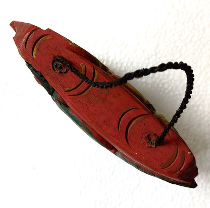Bali Dragon Rustic Wooden Bell Traditional Folk Art Balinese Wood Carving Cattle Bell Primitive Statement Piece Home Decor Collectible Asian Vintage Item  - BF1011