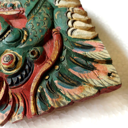 Bali Dragon Rustic Wooden Bell Traditional Folk Art Balinese Wood Carving Cattle Bell Primitive Statement Piece Home Decor Collectible Asian Vintage Item  - BF1011