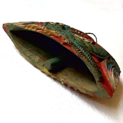 Bali Dragon Rustic Wooden Bell Traditional Folk Art Balinese Wood Carving Cattle Bell Primitive Statement Piece Home Decor Collectible Asian Vintage Item  - BF1011