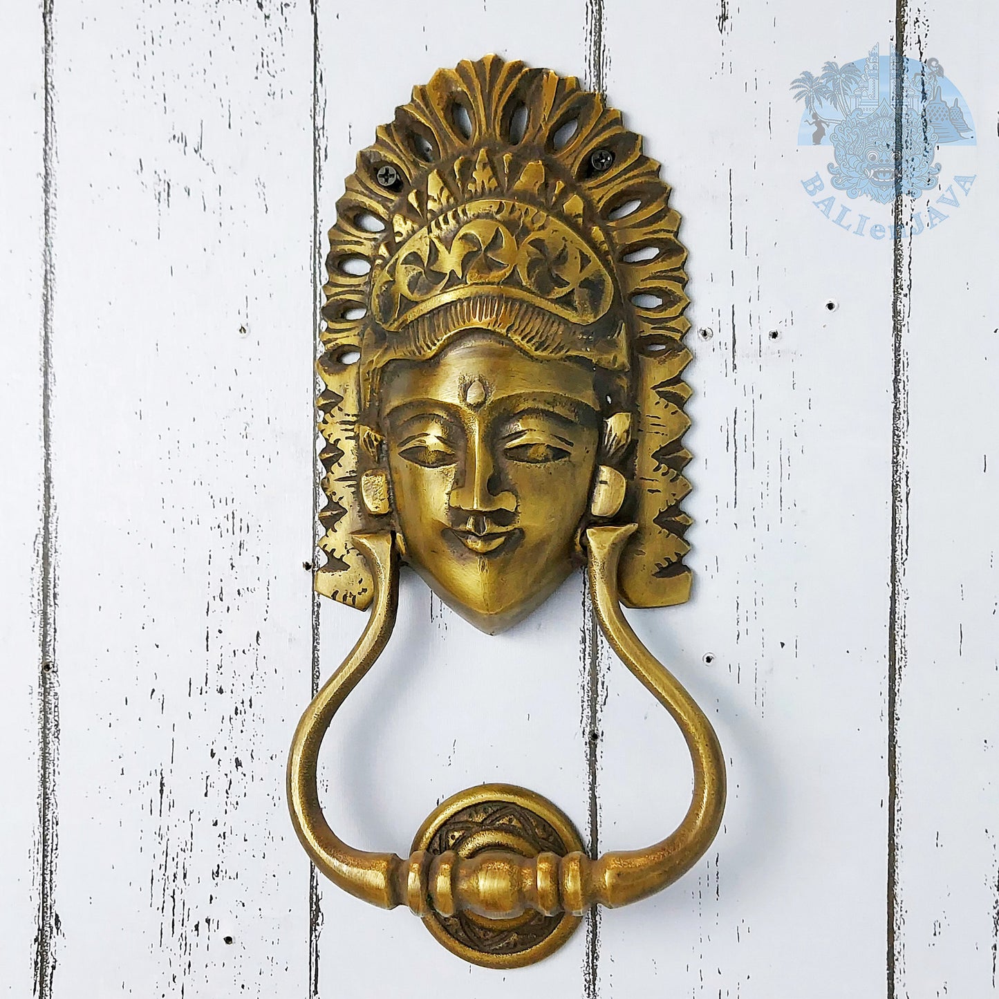 Brass Door Knocker Balinese Woman Head – Door Fitting – Brass Hardware – Front Door Decor – Door Furniture