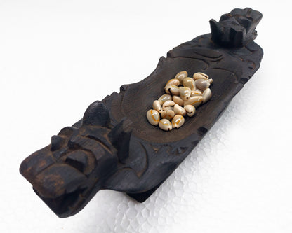 Traditional Wooden Mancala Board Game Dayak Tribe Borneo Aso Dragon Guardian Sculpture Kayan Wood Carving Asian Folk Art Vintage Home Decor