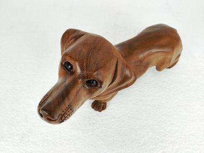 Wooden Dachshund Dog Statue Wiener Dog Sausage Dog Sculpture Home Decor Dog Lover Gift Idea Wood Carving