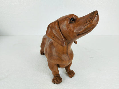 Wooden Dachshund Dog Statue Wiener Dog Sausage Dog Sculpture Home Decor Dog Lover Gift Idea Wood Carving