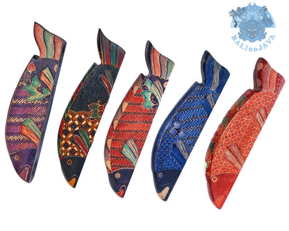 Foldable Wooden Mancala Board Game – Fish Design with Batik Pattern – Classic 2-Player Strategy Game for Family Fun & Math Skills – Unique Home Decor & Gift