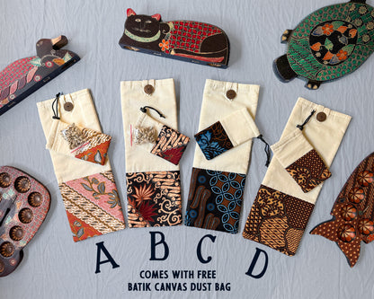 Foldable Mancala Wooden Board Game – Elephant Shape with Handmade Batik Pattern – Tabletop Strategy Game for Family Fun – Kids Math Game – Congkak, Kalah, Warri – Unique Home Decor & Gift Idea