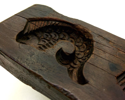 Vintage Oriental Wooden Biscuit Mold Set of 2 Cookie Molds Primitive Hand Carved Wooden Mold Kitchen Utensils Farmhouse Chic Rustic Home Decor