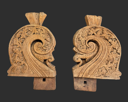 Set of 2 Vintage Architectural Salvage Decor from Old Javanese House – DIY Upcycle Project – Rustic Home Decor – Wabi-Sabi Object for Interior Design