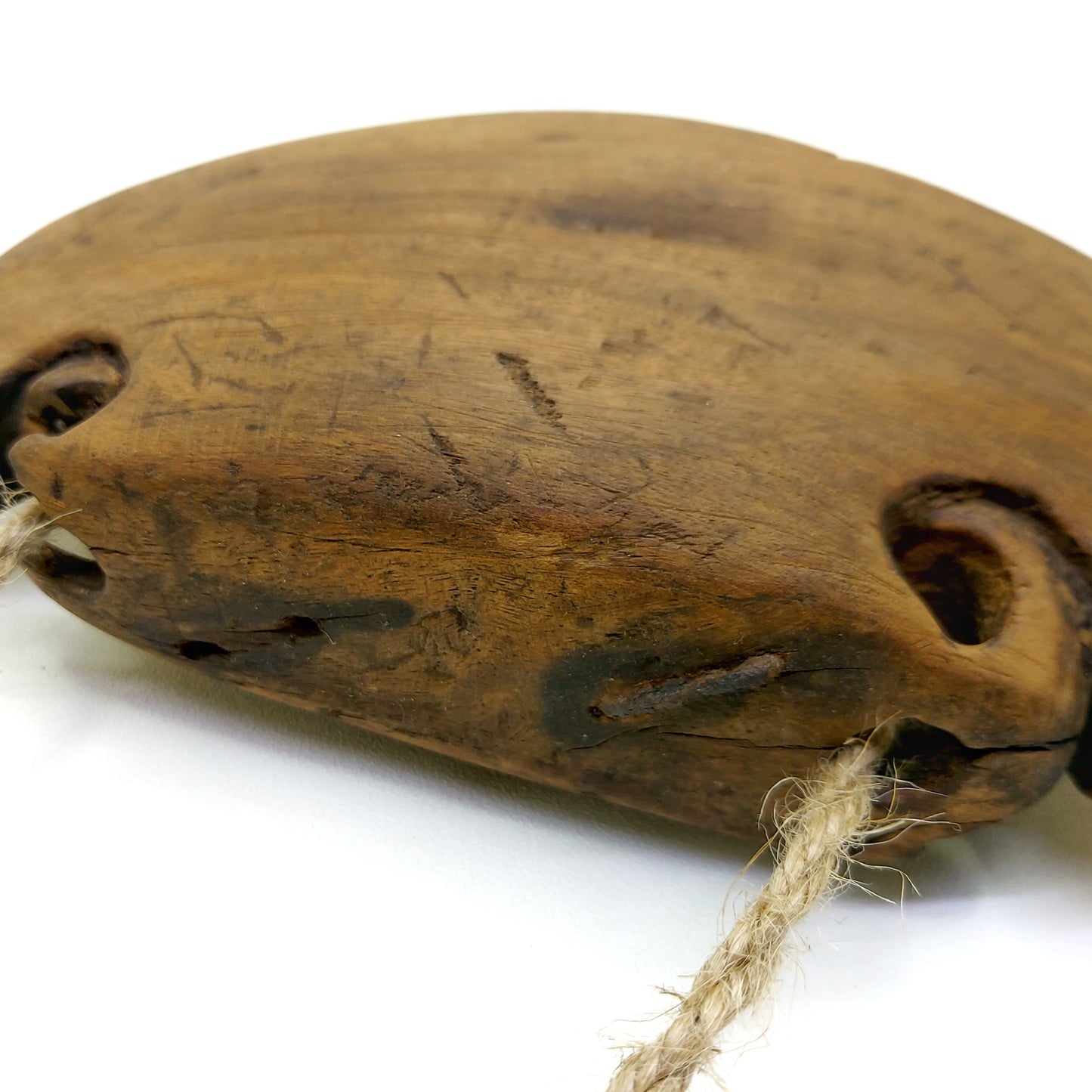 Patina wood surface of an old wooden bell