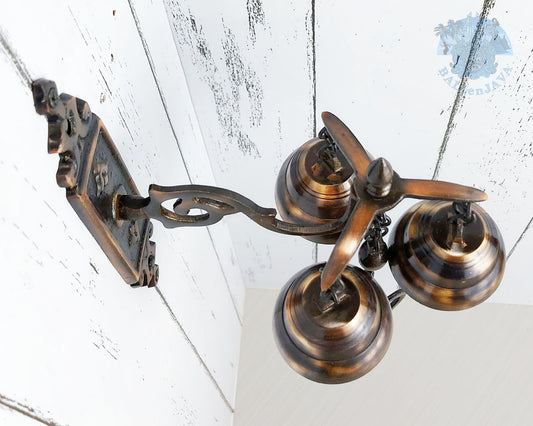 Wall Mounted Welcome Bell for Front Door and Outdoor Porch – Brass Door Bell – Door Chime – Shopkeepers Bell – Vintage Style Home Decor