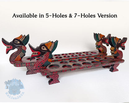 Two colorful wooden board games with Asian dragon designs on a white background