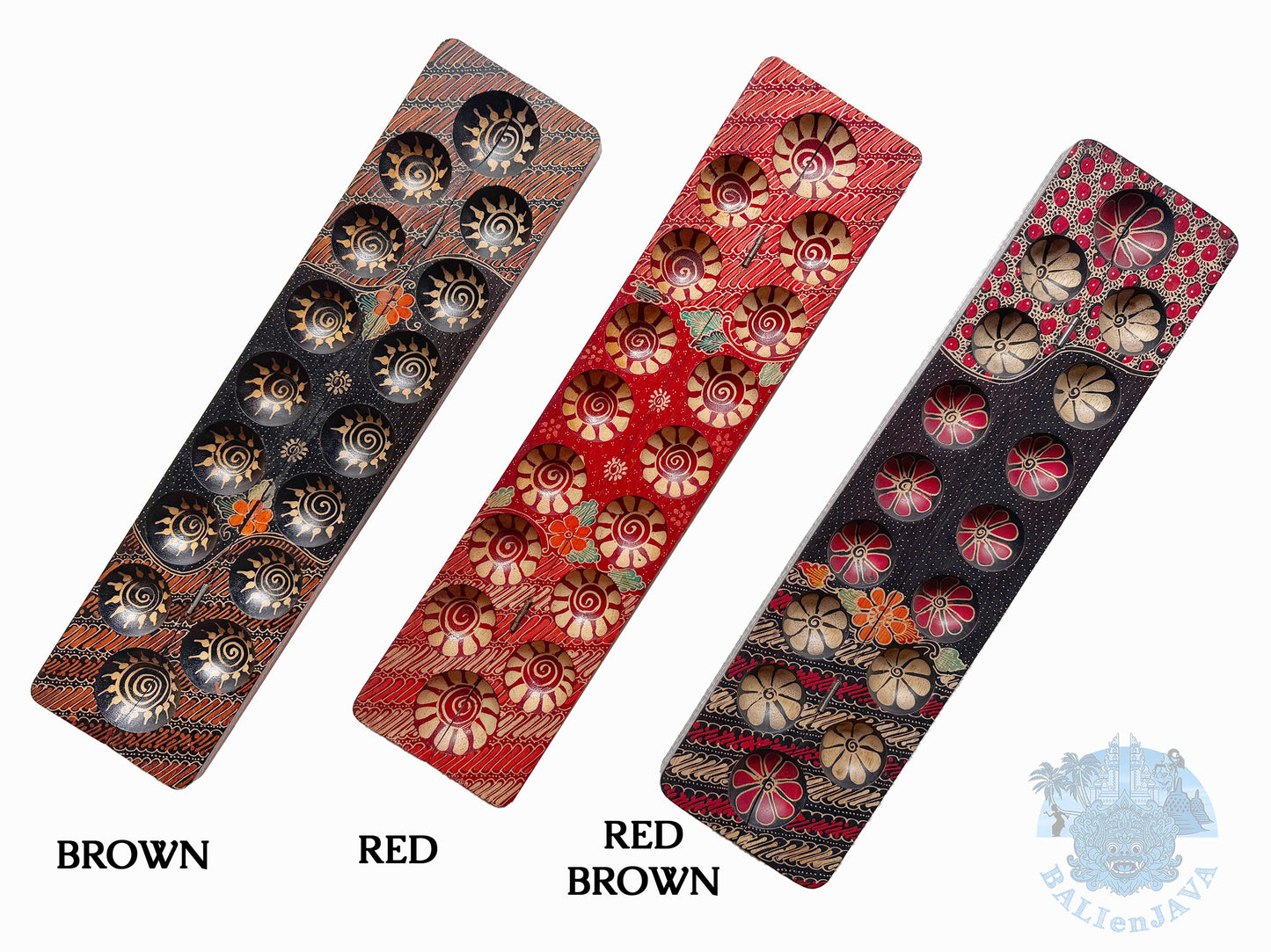 Long Foldable Wooden Mancala Board Game – Handmade Batik Design – Congkak, Oware, Sungka – Classic Strategy Game for Family Fun – Educational Math Game – Unique Decor & Gift