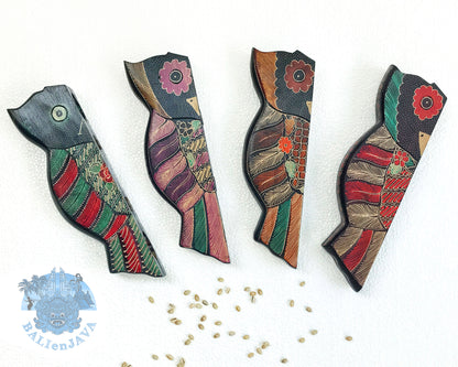 Owl Bird Wooden Mancala Board Game – Foldable Design with Handmade Batik Pattern – Tabletop Strategy Game for Family Fun & Math Skills – Unique Decor & Gift – Congkak, Sungka, Oware