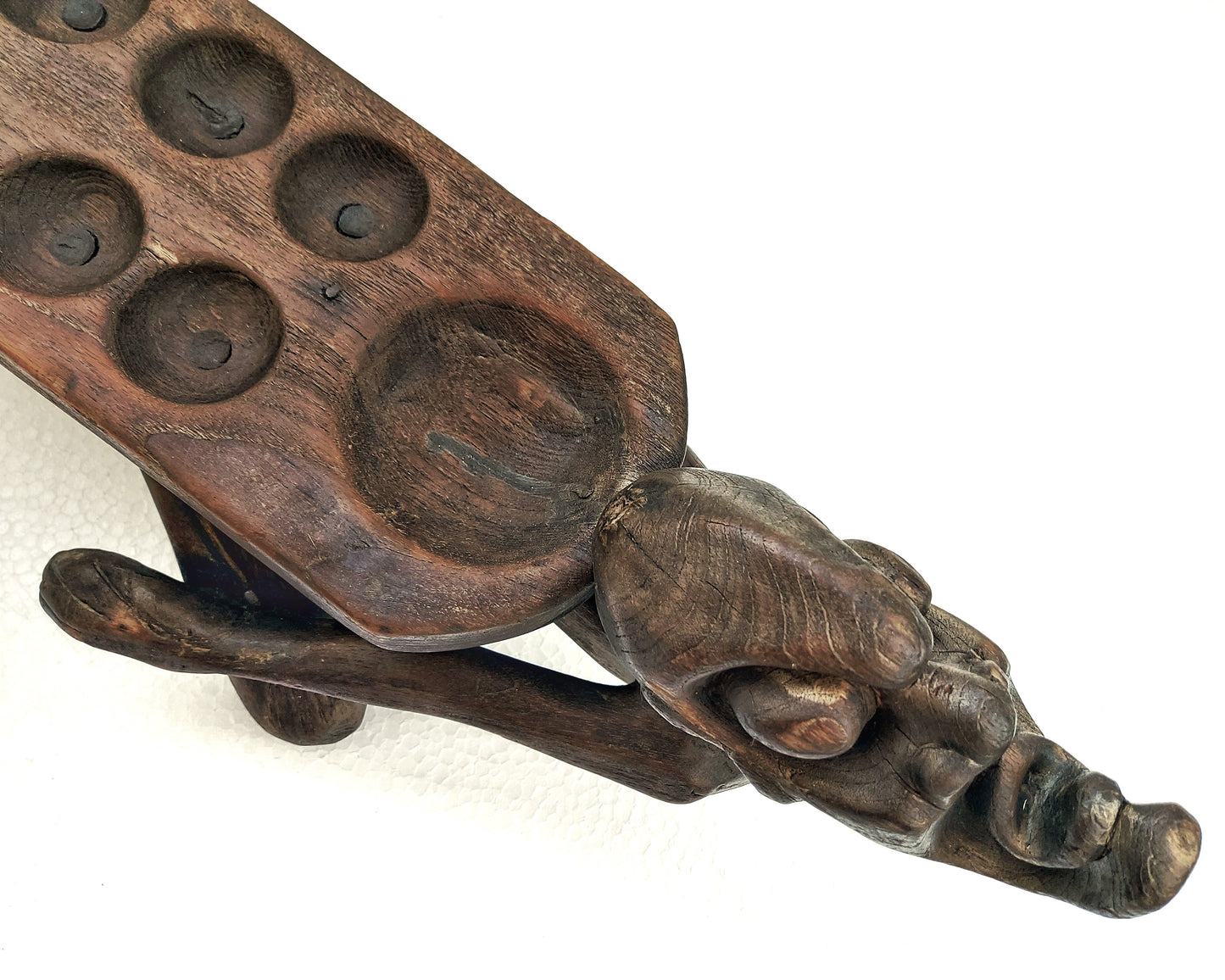 Vintage Asmat Tribe Mancala Board Game – Wood Carving – Primitive Decor – Asian Folk Art – Artisan Made Home Decor