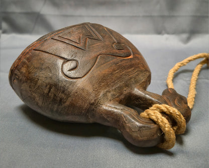 Vintage Wooden Bell with Monkey Figure – Asian Folk Art – Wall Hanging – Rustic Home Decor – Unique Gift Idea